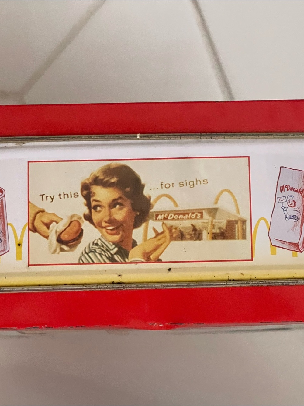 McDonald's Red and Yellow Retro Hamburger Tin Lunchbox - Picture 6 of 9
